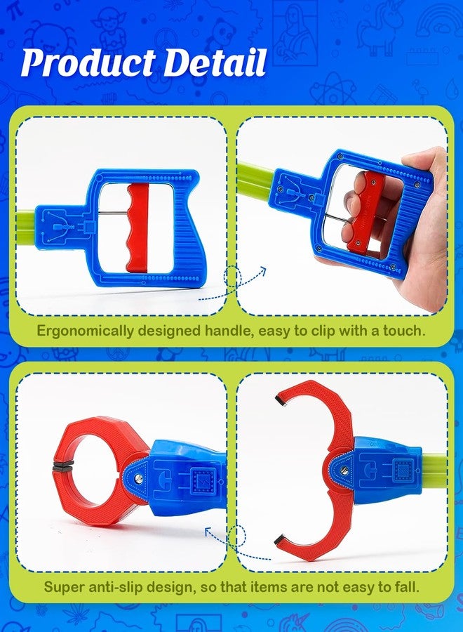 Duseu 2 Pcs Claw Grabber Toy for Kids, 15.7 inch Plastic Robot Arm Hand Claw Pickup Tool, Children Grabbers Interactive Toys (Blue & Pink) - Image 4